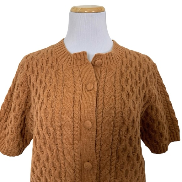 Shein Cable Knit Brown Sweater Top Button Front Retro Size medium - Picture 3 of 13